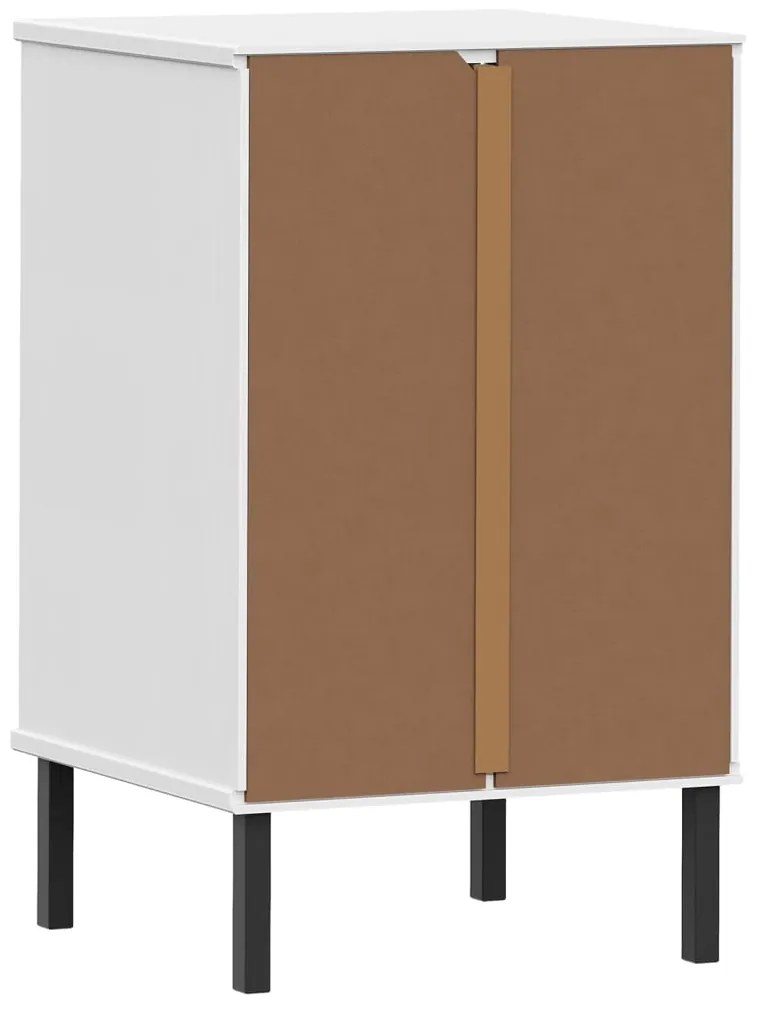 Mesa cabeceira c/ pernas de metal OSLO pinho maciço branco