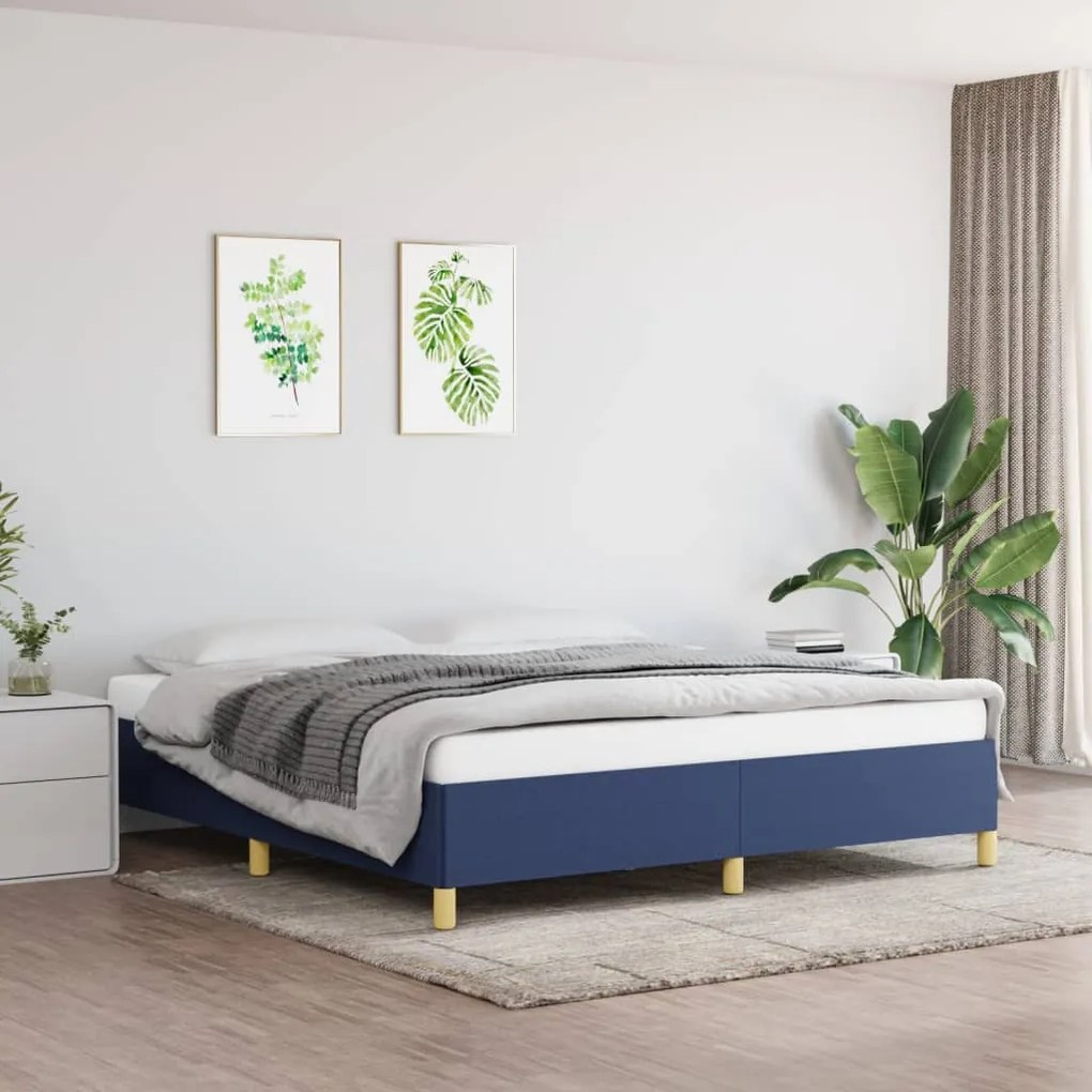 Estrutura de cama sem colchão 160x200 cm tecido azul