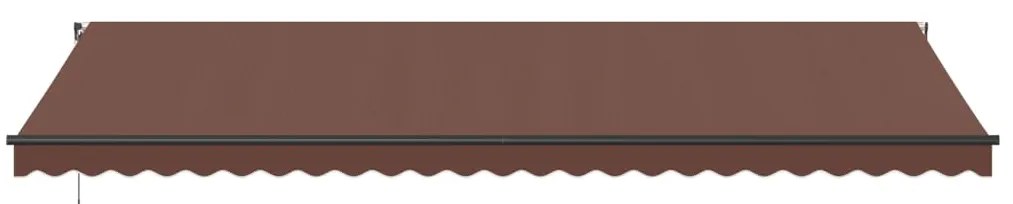 Toldo retrátil manual com luzes LED 600x300 cm castanho