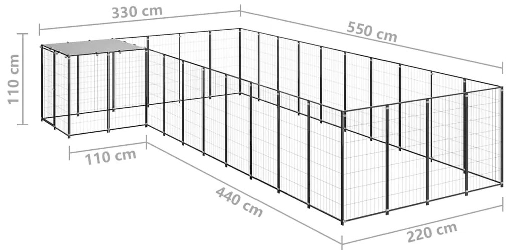 Canil 13,31 m² aço preto