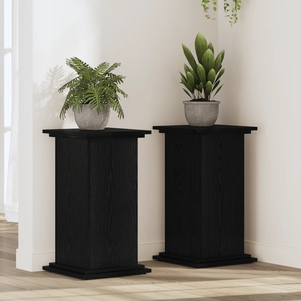 Suporte para Plantas Carvalho Preto 33x33x60 cm Madeira Revestida