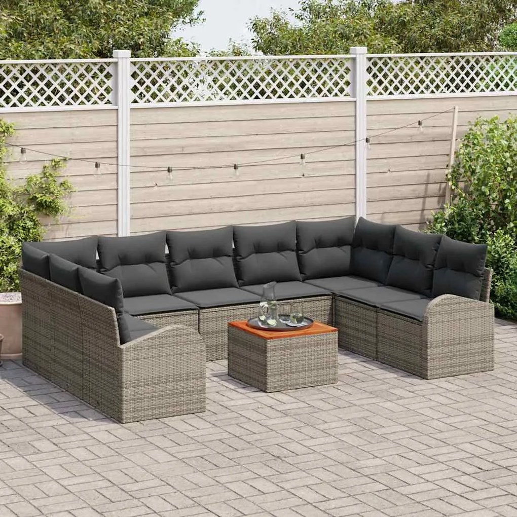 Conjunto de Sofá de Jardim Cinza 10 pcs Cinzeto Grande