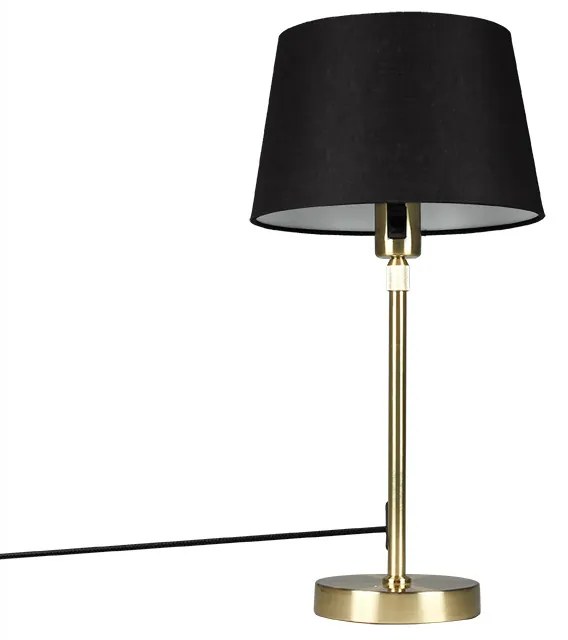 Candeeiro de mesa dourado/latão com cúpula preta 25 cm ajustável - Parte Moderno