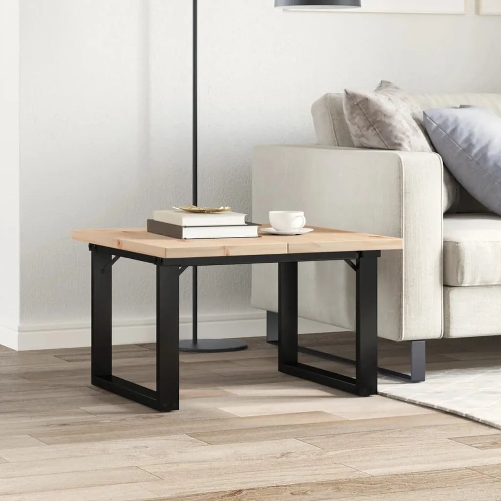 Mesa de centro estrutura em O 70x70x40,5 cm pinho/aço