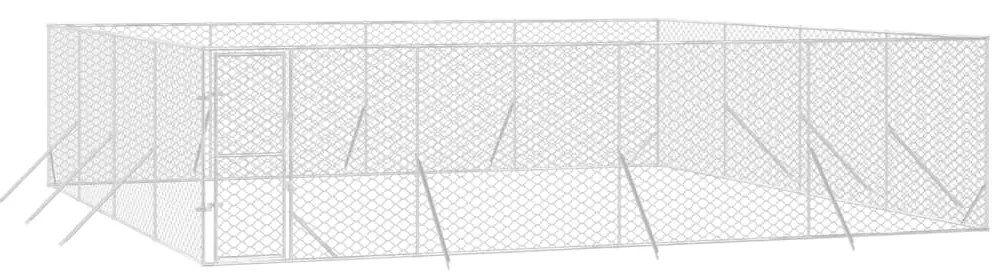 Canil de exterior 8x8x2 m aço galvanizado prateado