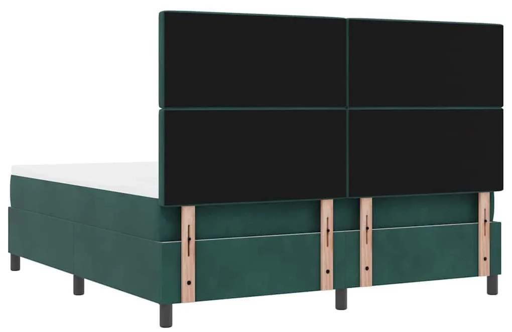 Cama Box Spring com Colchão e Banco Verde Escuro 180x200 cm Veludo