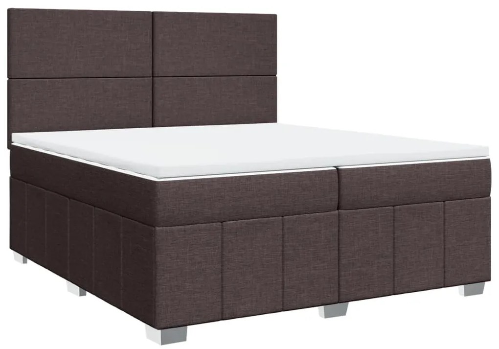 Cama com molas/colchão 200x200 cm tecido castanho-escuro