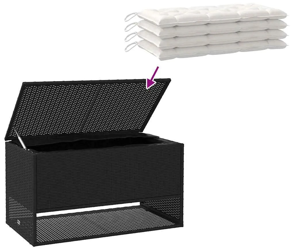 Caixa para almofadões de exterior 100x55x55,5 cm vime PE preto