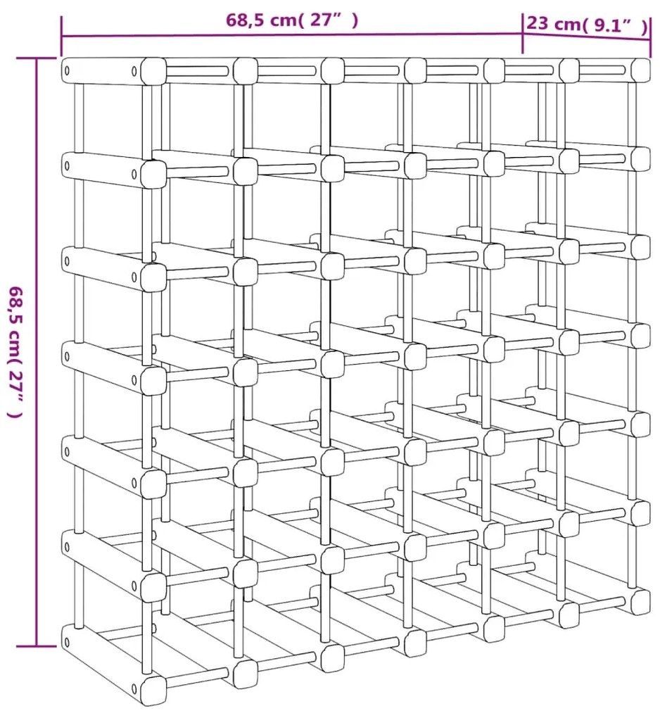 Garrafeira para 42 garrafas 68,5x23x68,5 cm pinho maciço