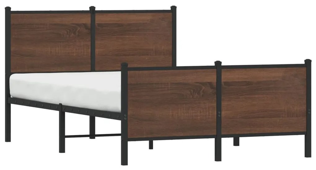Estrutura de cama sem colchão 137x190cm metal carvalho castanho