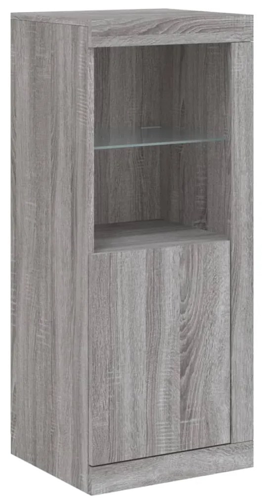 Aparador com luzes LED 41x37x100 cm cinzento sonoma