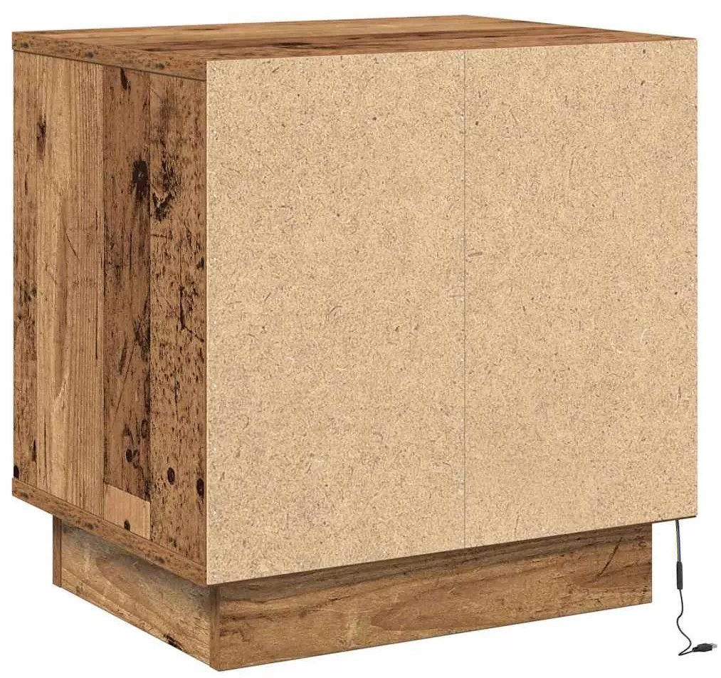 Cômodas de cabeceira com luzes LED 2 pcs Madeira velha 44x34,5x45 cm