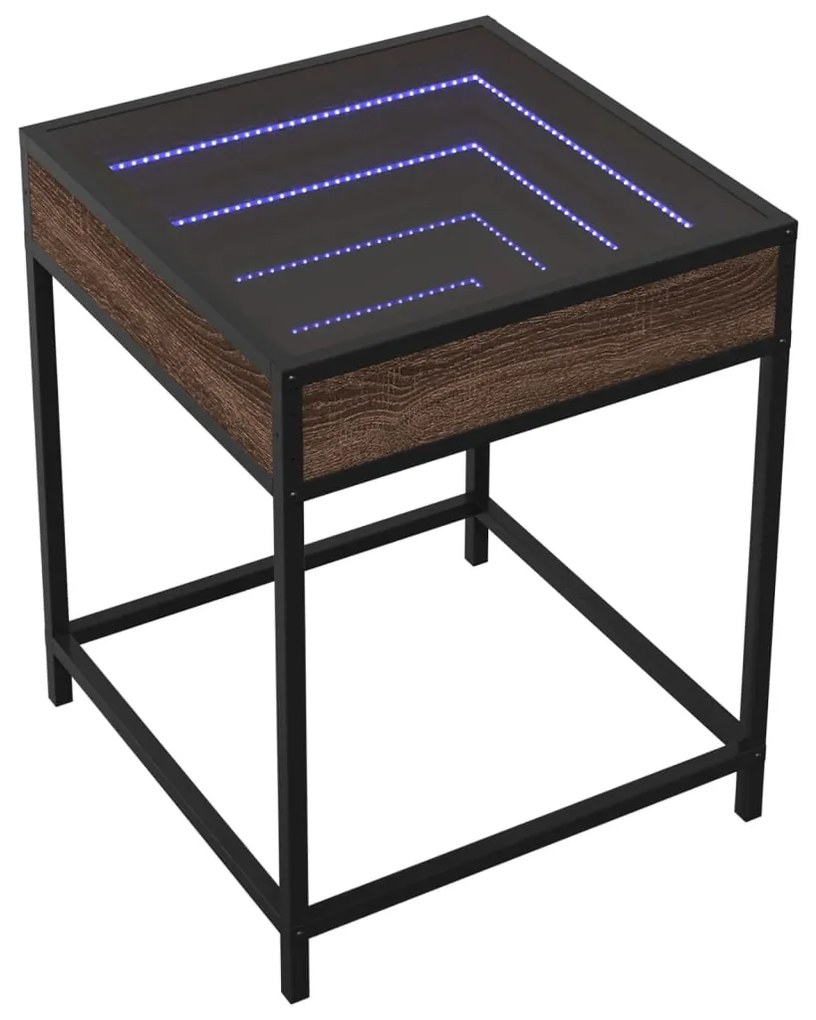 Mesa de centro luzes LED Infinity 40x40x51 cm carvalho castanho