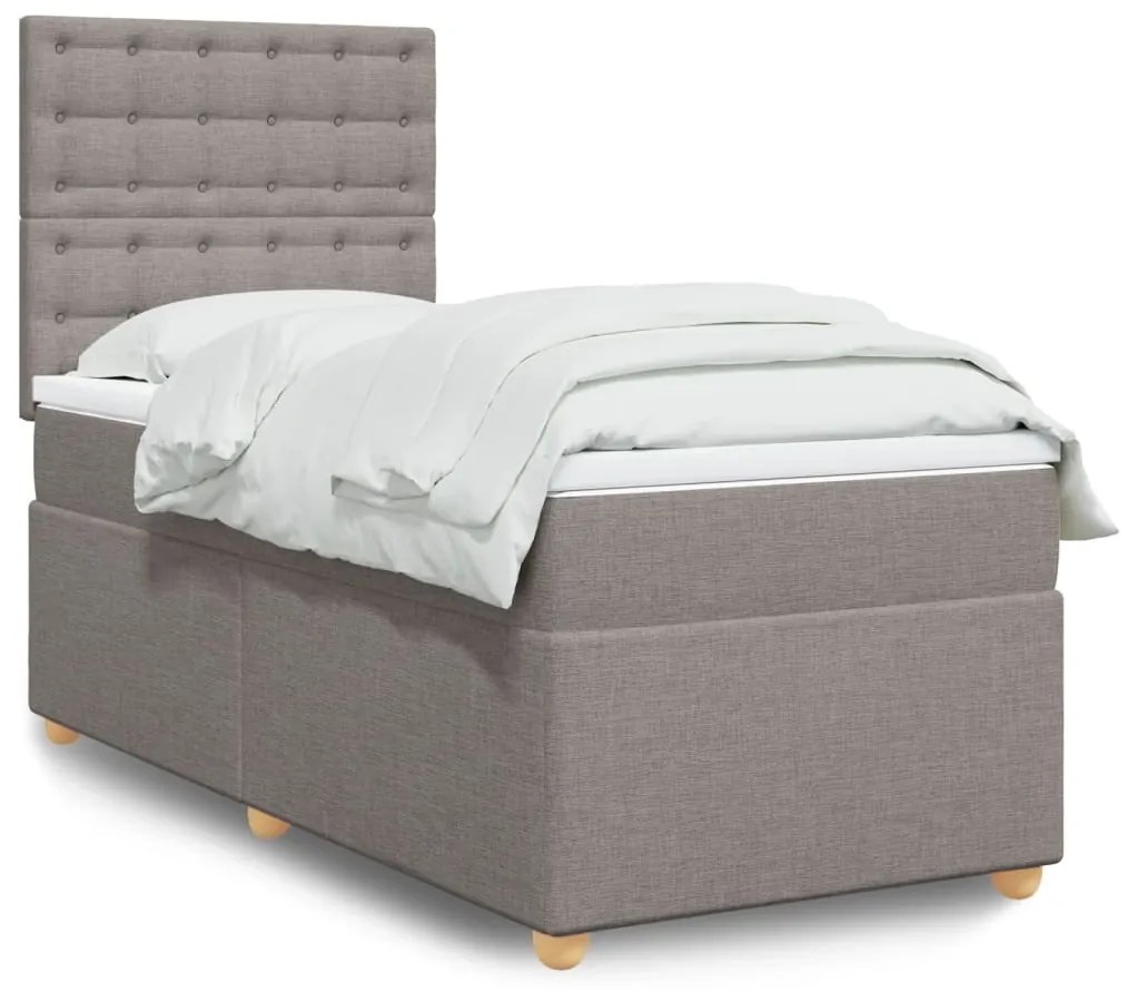 vidaXL Cama com molas/colchão 100x200 cm tecido cinza-acastanhado