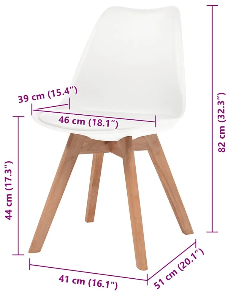 Cadeiras de jantar 4 pcs plástico branco