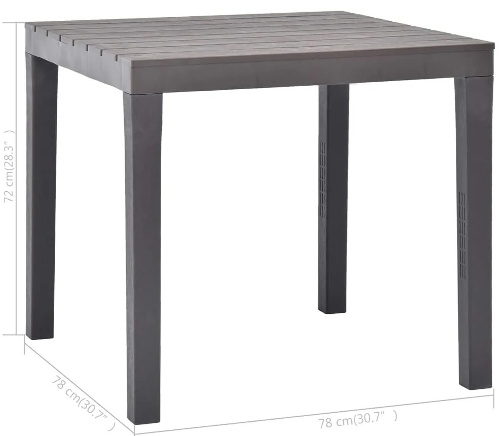Mesa de jardim 78x78x72 cm plástico mocca