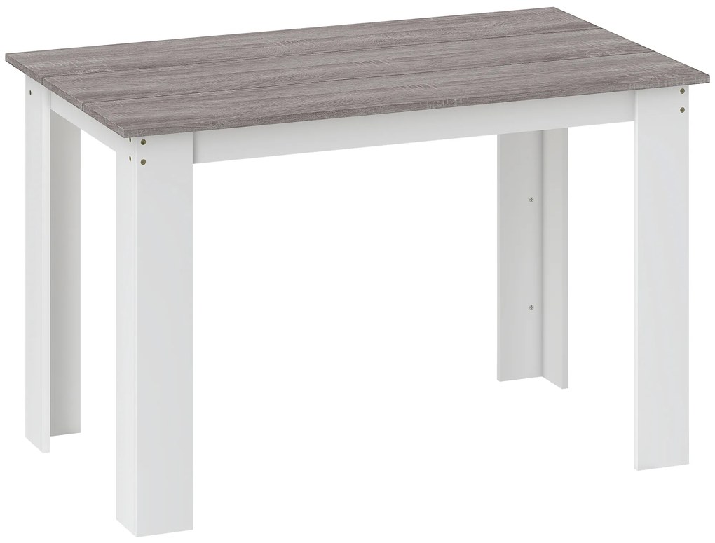 HOMCOM Mesa de Sala de Jantar para 4-6 Pessoas Estilo Moderno com Bancada de Melamina de Madeira Carga 50 kg 120x69x75 cm Cinza e Branco | Aosom Portugal