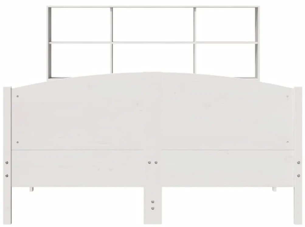 Cama com estante sem colchão 120x190 cm pinho maciço branco