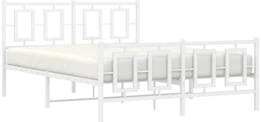 Estrutura de cama com cabeceira e pés 140x190 cm metal branco