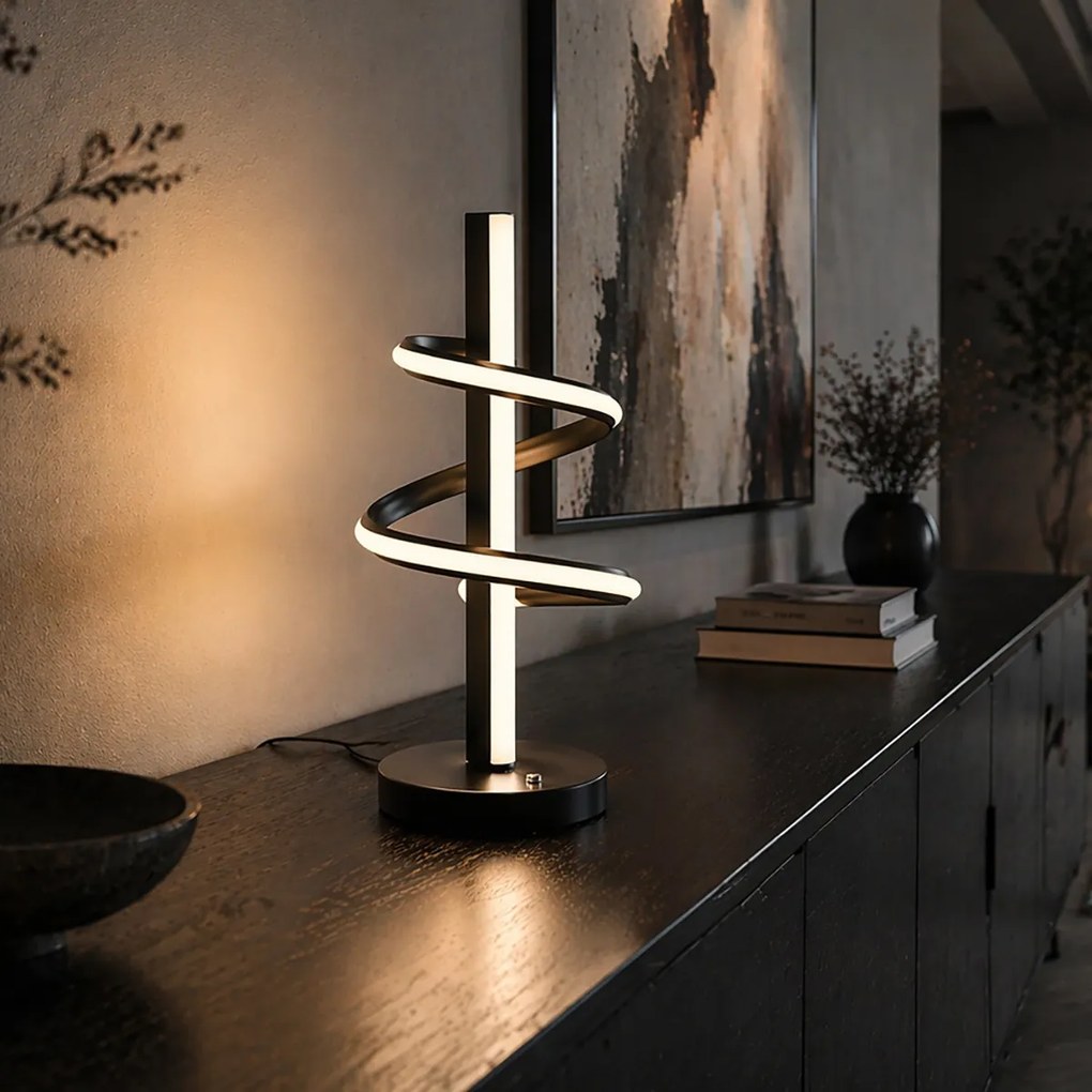 Candeeiro de Mesa Design Preto Incl. LED Regulável com Interruptor de 3 Níveis - Rolla