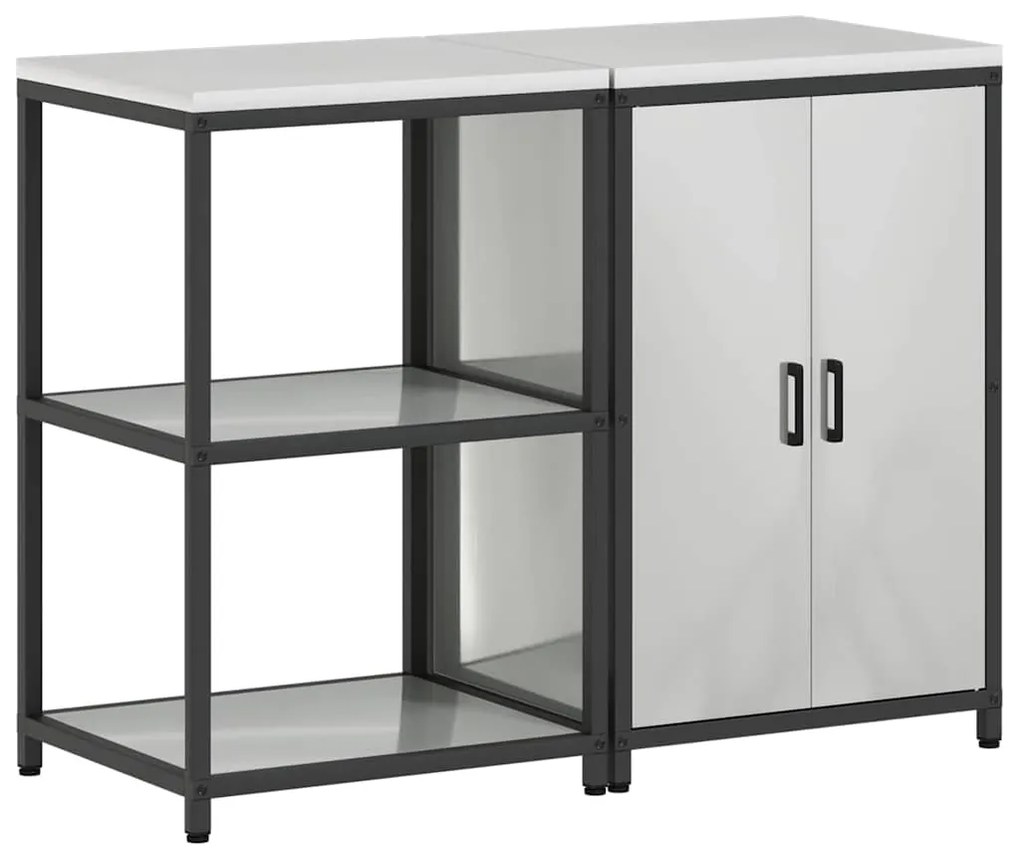 Conjunto de Armazenamento de Cozinha com prateleira 2 pcs Prata