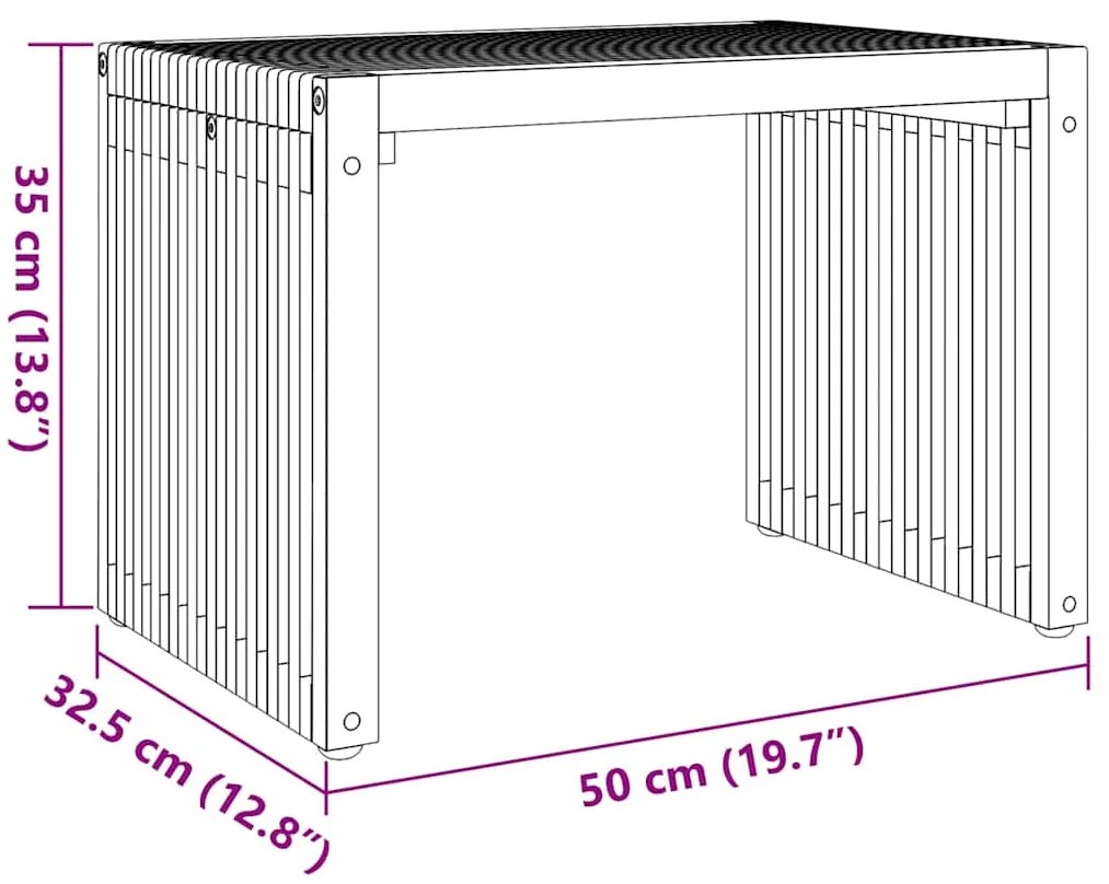 Mesa Lateral de Jardim 50x32.5x35 cm Madeira Sólida de Teca