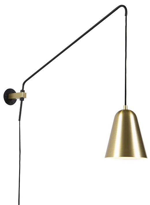 Candeeiro de parede retro dourado/latão com cúpula - Demi Retro