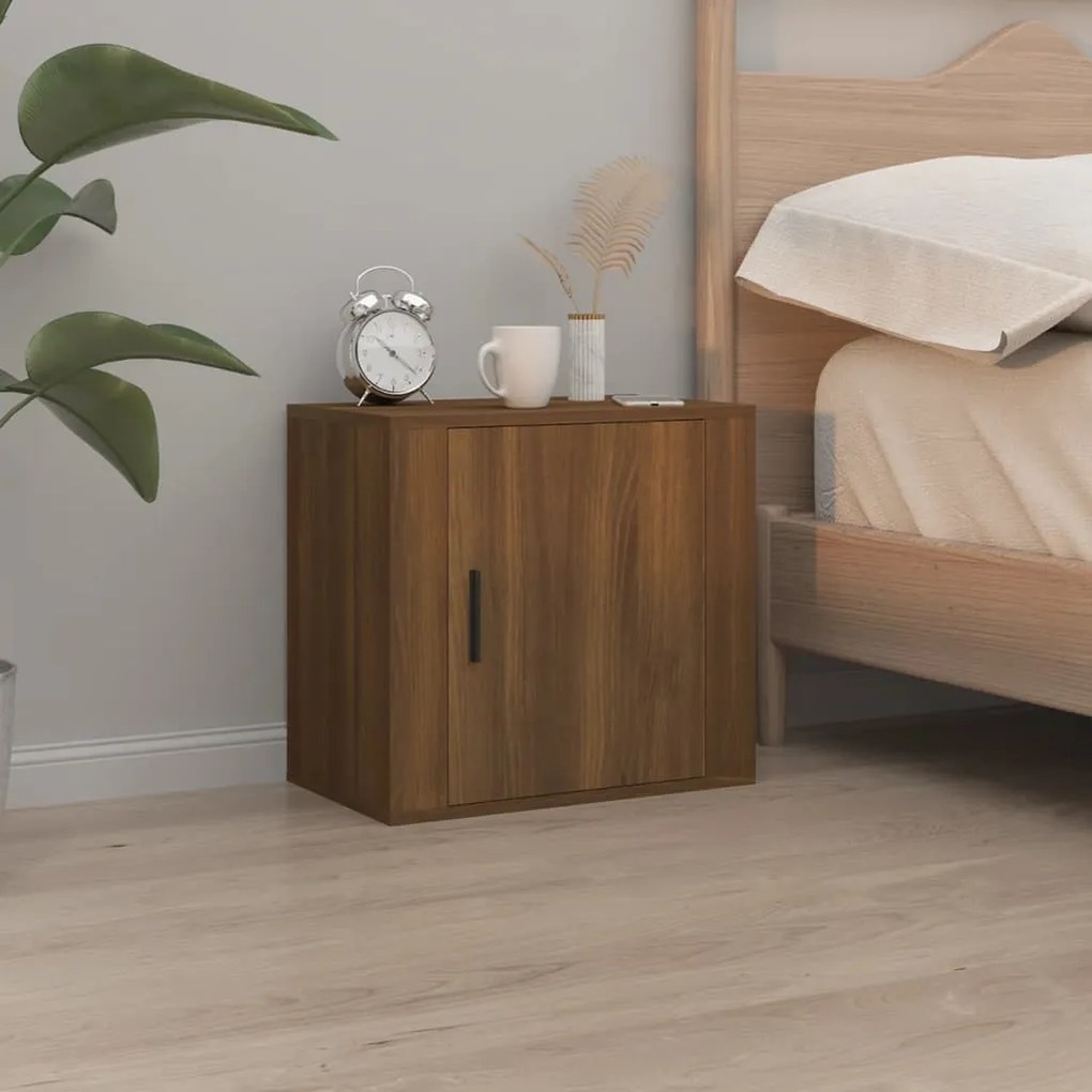 vidaXL Mesa de cabeceira de parede 50x30x47 cm carvalho castanho
