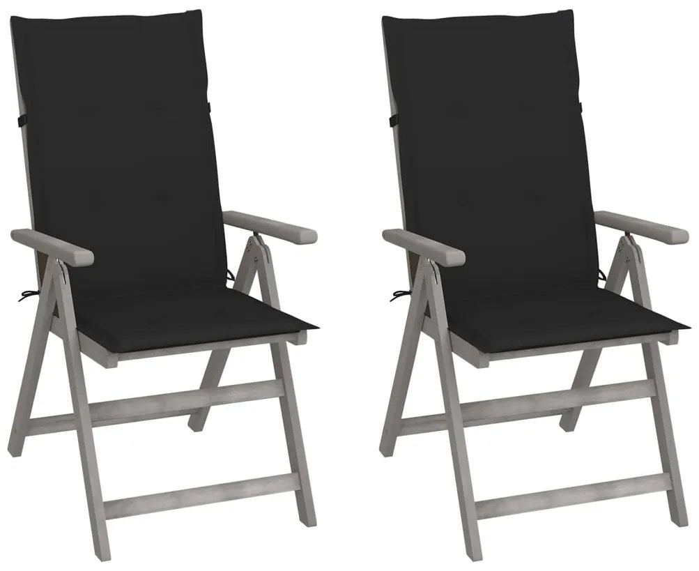 vidaXL Cadeiras jardim reclináveis c/ almofadões 2 pcs acácia maciça
