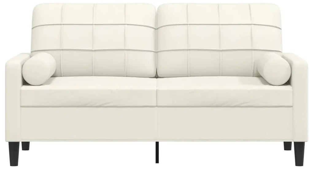 Sofá 2 lugares c/ almofadas decorativas 140 cm veludo creme