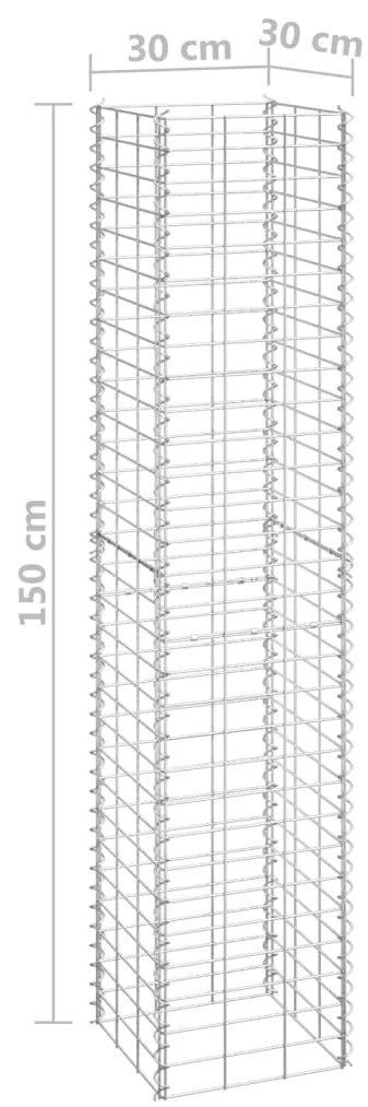 Canteiro/gabião elevado 3 pcs 30x30x150 cm ferro