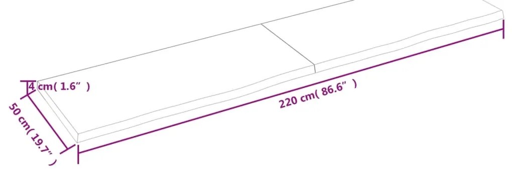 Prateleira de parede 220x50x4 cm carvalho tratado cinza-escuro