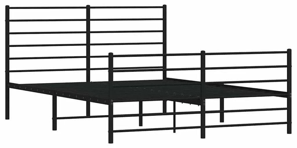 Estrutura de cama com cabeceira e pés 135x190 cm metal preto