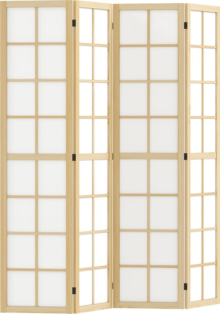 Biombo de interior dobrável de 4 painéis, 160 x 170 cm, divisória para sala de estar, quarto e casa, cor natural