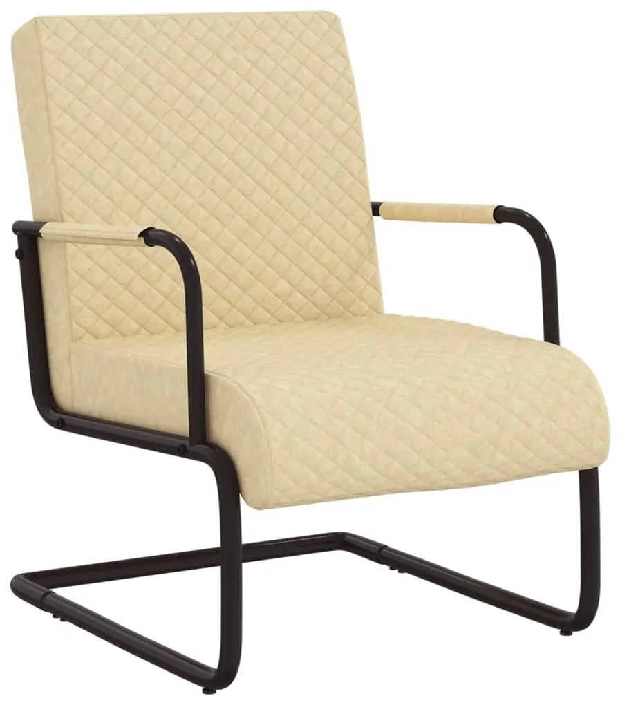 325782 vidaXL Cadeira cantilever em couro artificial cor creme