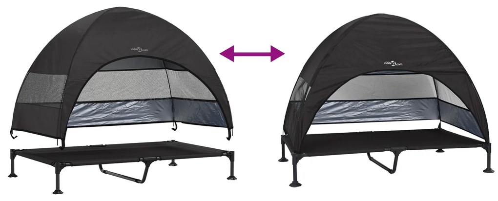 Cama Elevada para Cachorro com Toldo Removível Preto XL Aço