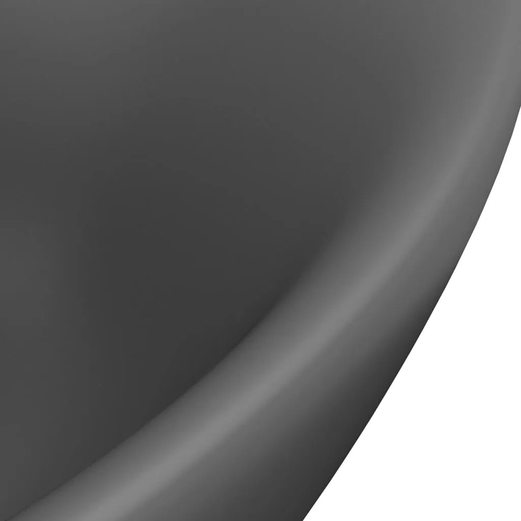 Lavatório luxuoso oval 58,5x39 cm cerâmica cinza-escuro mate