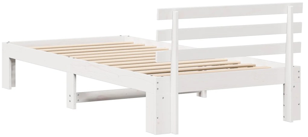 Estrutura de Cama de Madeira de Pinho Branca Madeira 80 x 200 cm