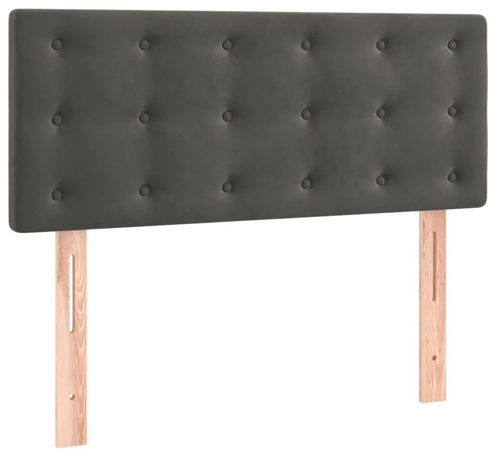 Cama box spring c/ colchão/LED 120x200cm veludo cinzento-escuro