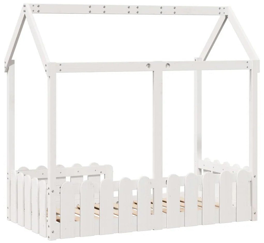 Cama infantil formato casa 70x140 cm pinho maciço branco