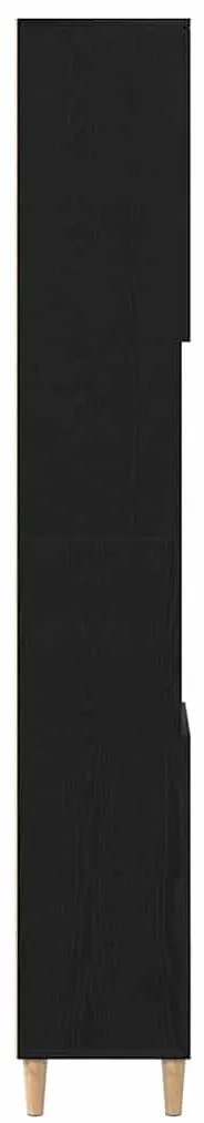 Armário de Banheiro vidaXL Preto Carvalho 30x30x190 cm Madeira de Enge
