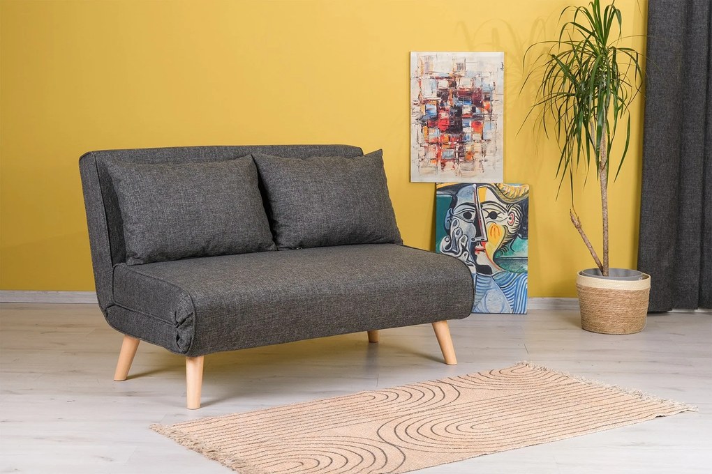 Sofá-Cama 2 Lugares Folde – Cinzento Escuro – 120x79x80 cm