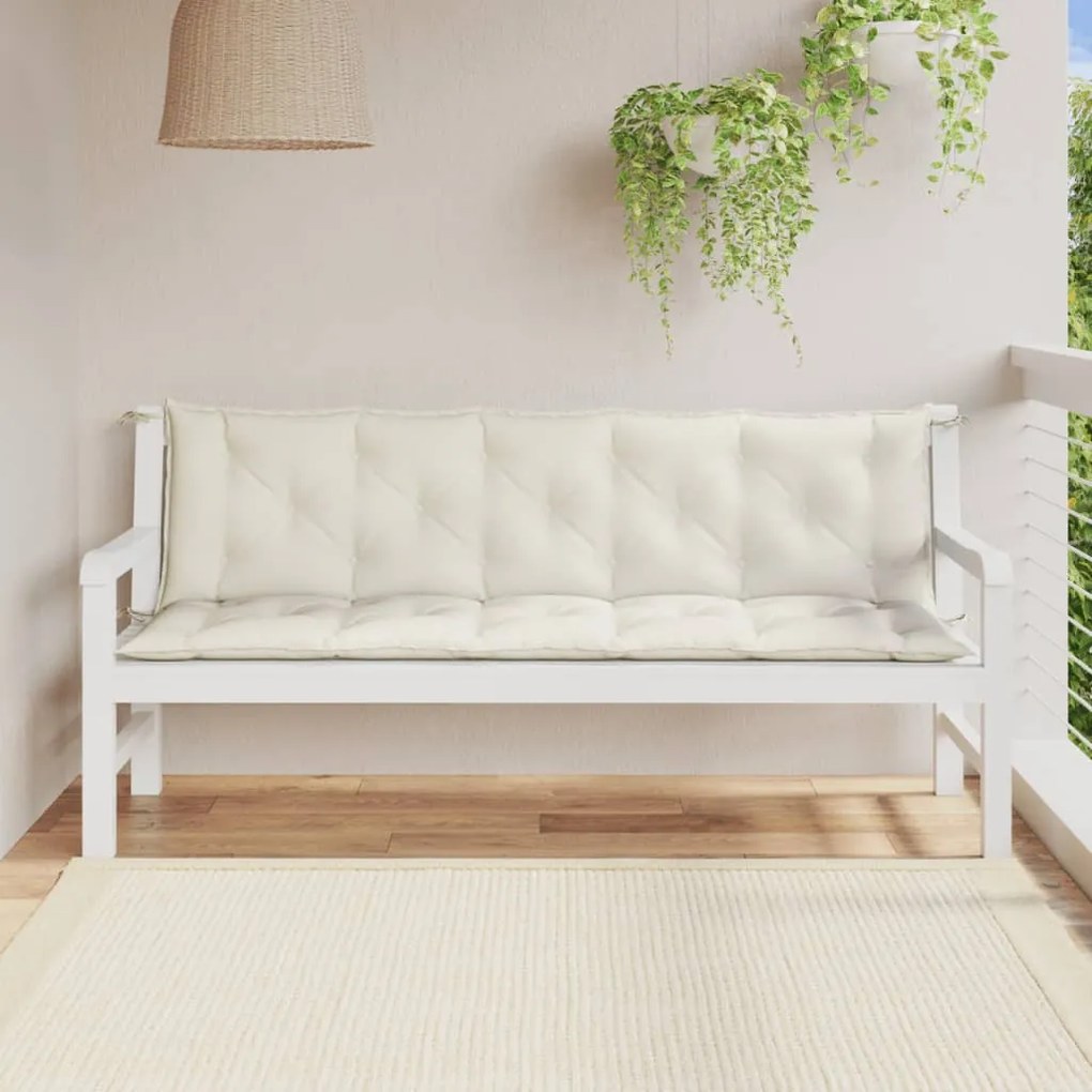 Almofadões banco jardim 2pcs 180x50x7cm mesclado tecido creme