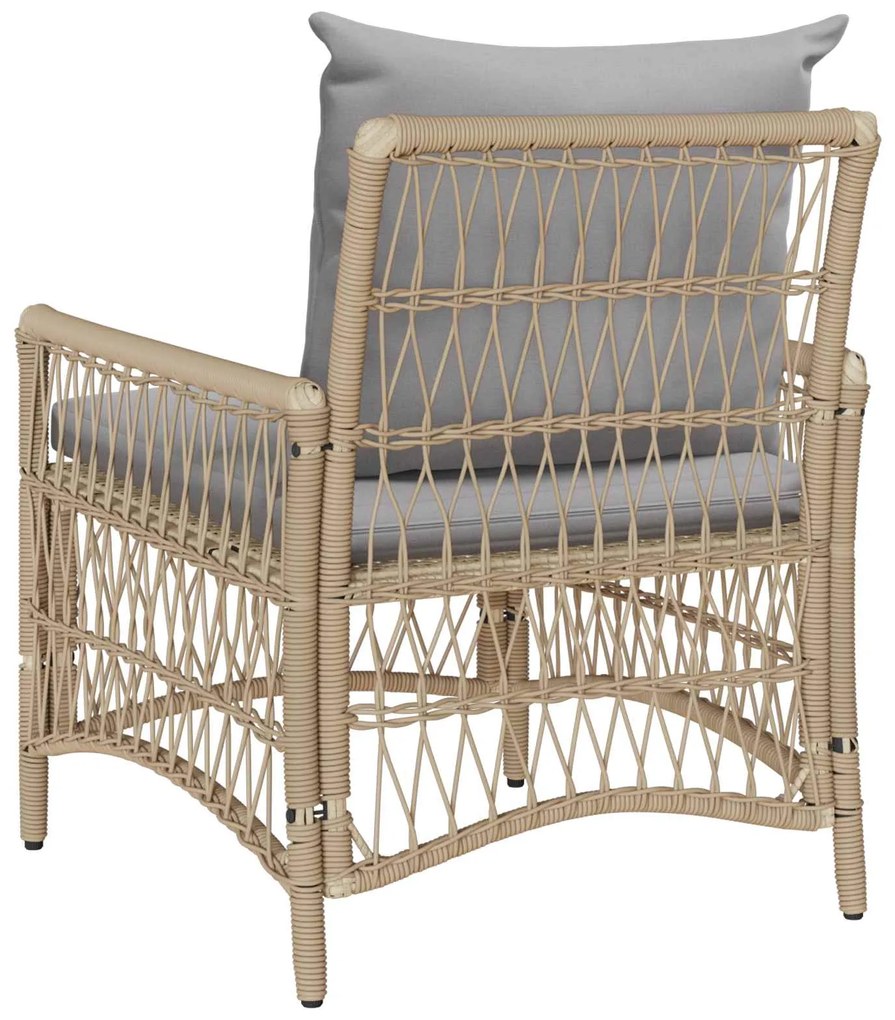 vidaXL Cadeira de Jardim com almofada Bege 73 x 61 x 77 cm vime PE