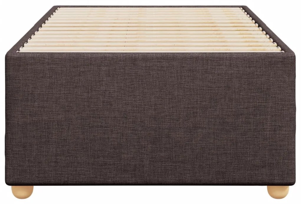 Estrutura de cama sem colchão 100x200 cm tecido castanho-escuro