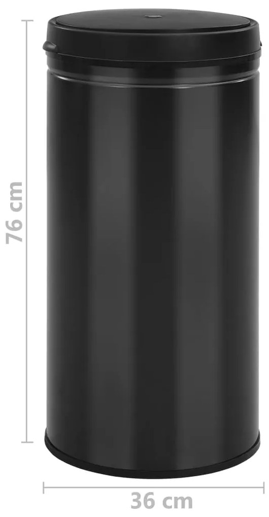 Caixote do lixo com sensor automático 70 L aço carbono preto