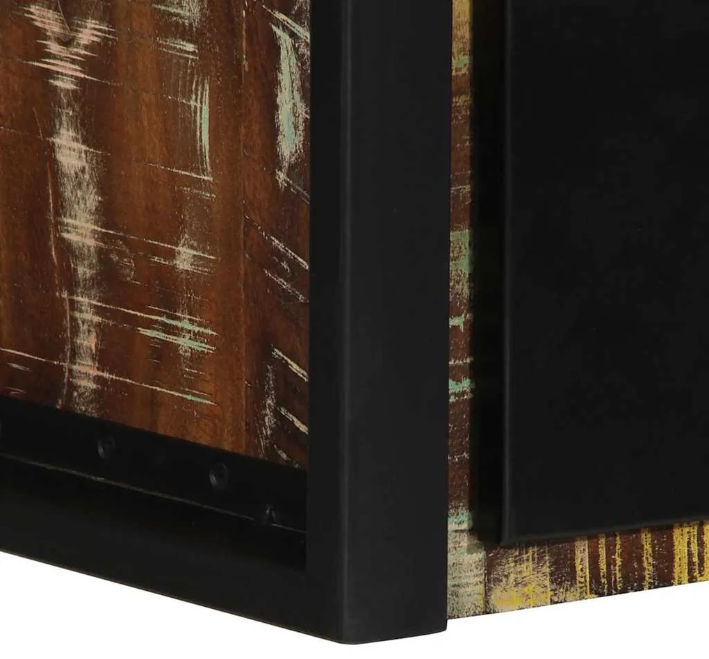 Mesa de cabeceira multicor 40x35x25cm madeira maciça recuperada