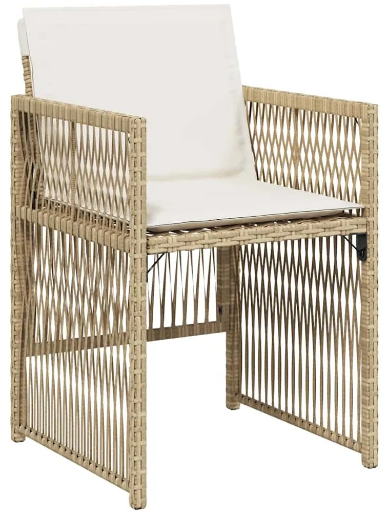 Conjunto de Jantar de Jardim com 5 Peças e Almofadas em Rattan Bege