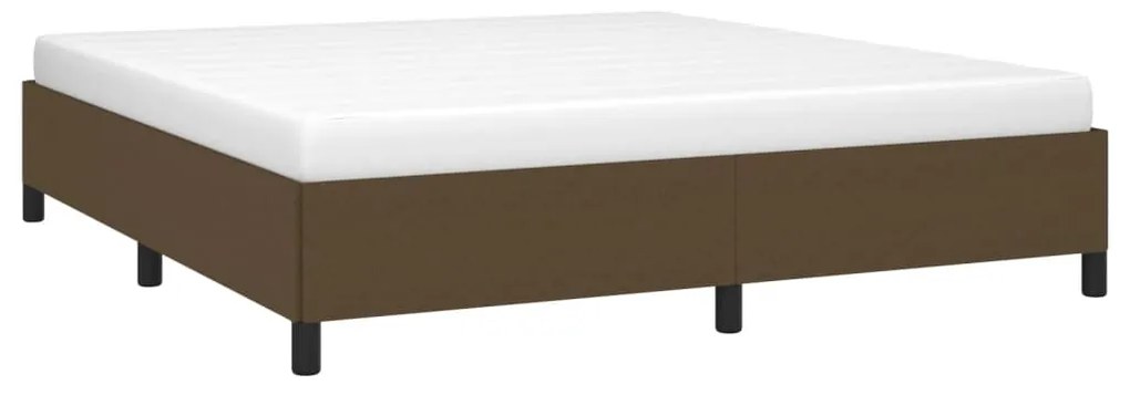 Estrutura de cama sem colchão 160x200 cm tecido castanho-escuro