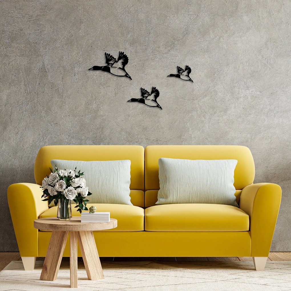 Acessório Decorativo de Parede Metalizado Patos – Preto – 11x16 cm, 14